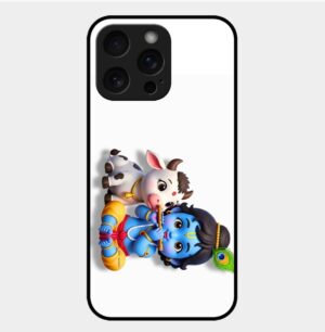 Cute Krishna Theme glossy metal TPU Back cover  05