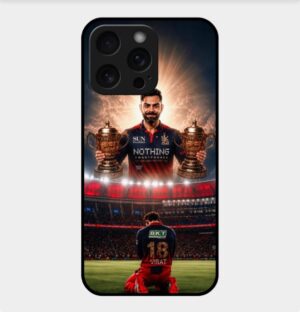 Virat Kohli Theme Glossy Metal TPU Back Cover 05