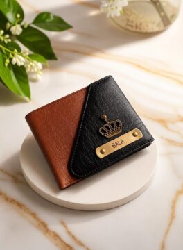 Premium Customized Name Wallet and Customized Charm Genuine Leather Wallet