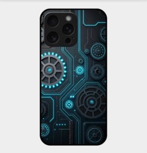 Tech Theme Glossy Metal TPU Back Cover 02