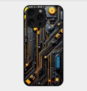Tech Theme Glossy Metal TPU Back Cover 05