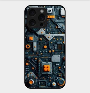 Tech Theme Glossy Metal TPU Back Cover 09